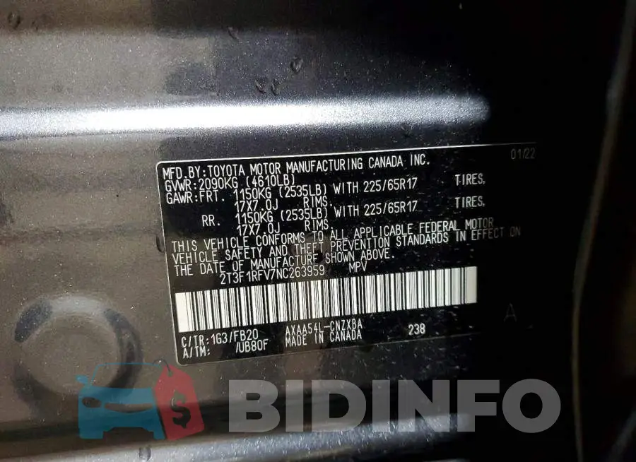2T3F1RFV7NC263959 Photo# 13