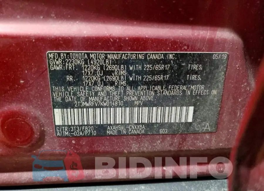 2T3MWRFV7KW014810 Photo# 14