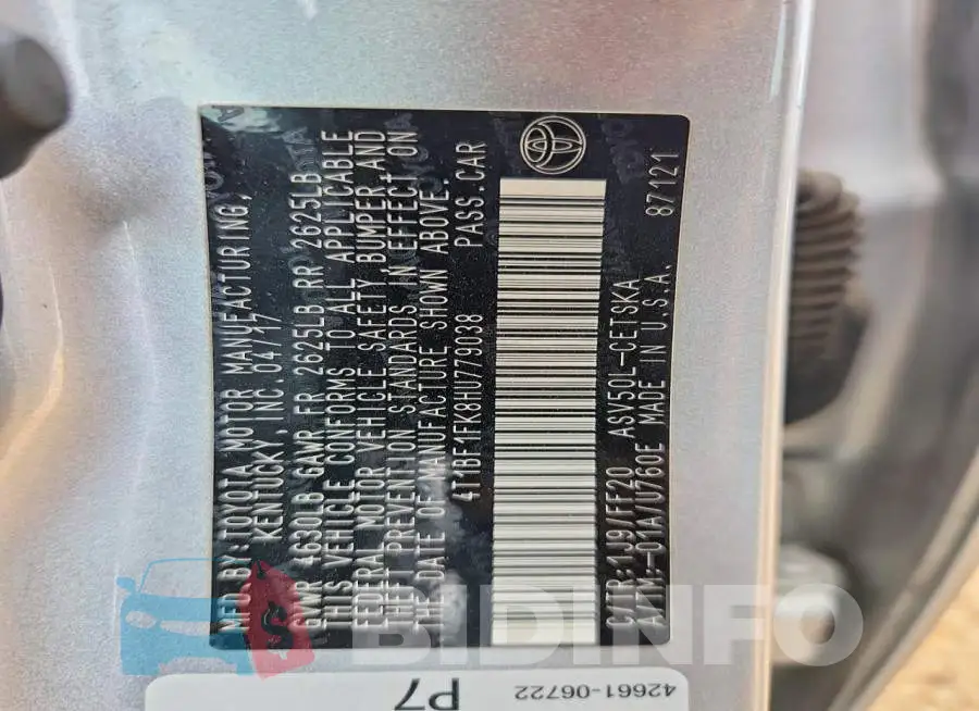 4T1BF1FK8HU779038 Photo# 13