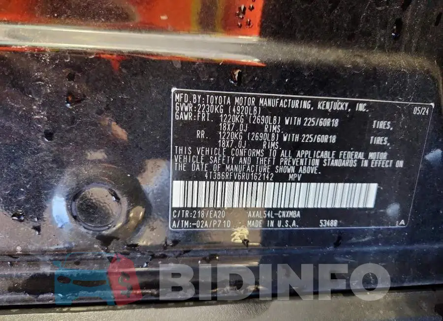 4T3B6RFV6RU162142 Photo# 14