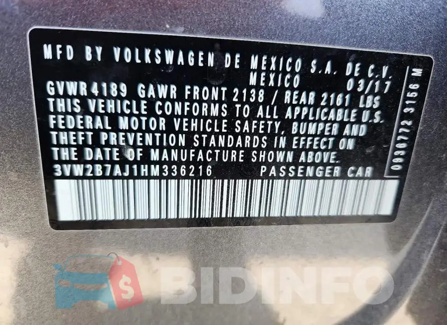 3VW2B7AJ1HM336216 Photo# 12