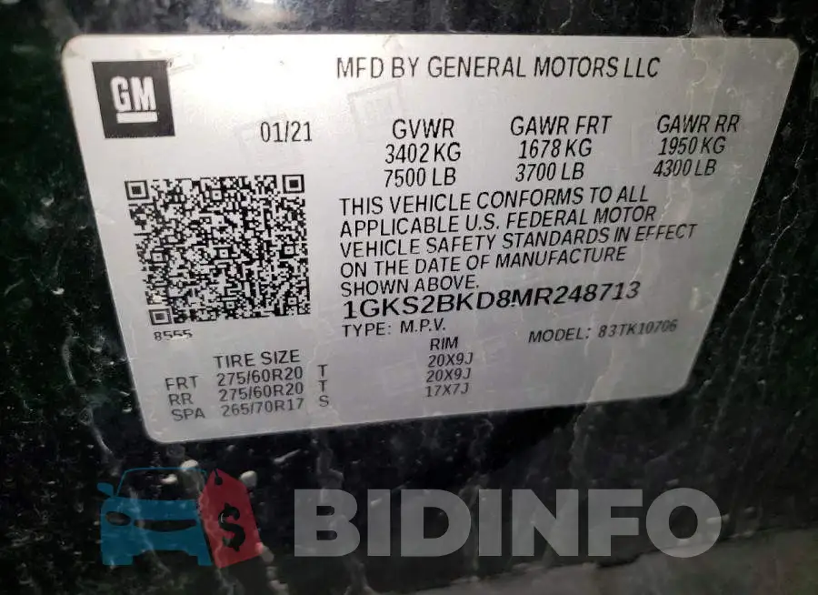 1GKS2BKD8MR248713 Photo# 13