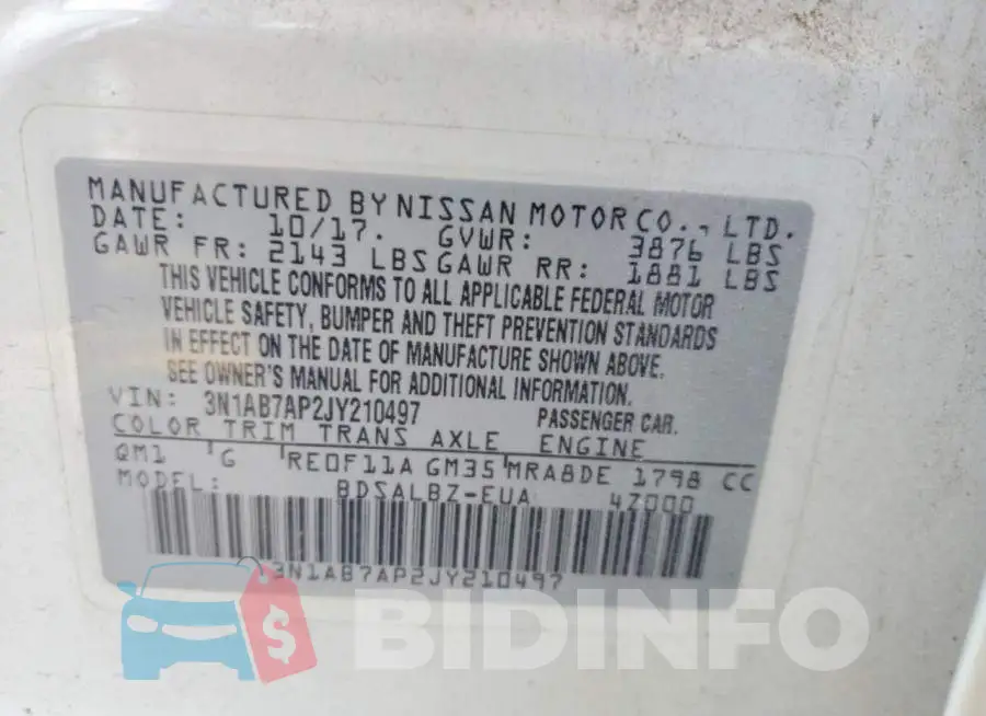 3N1AB7AP2JY210497 Photo# 13
