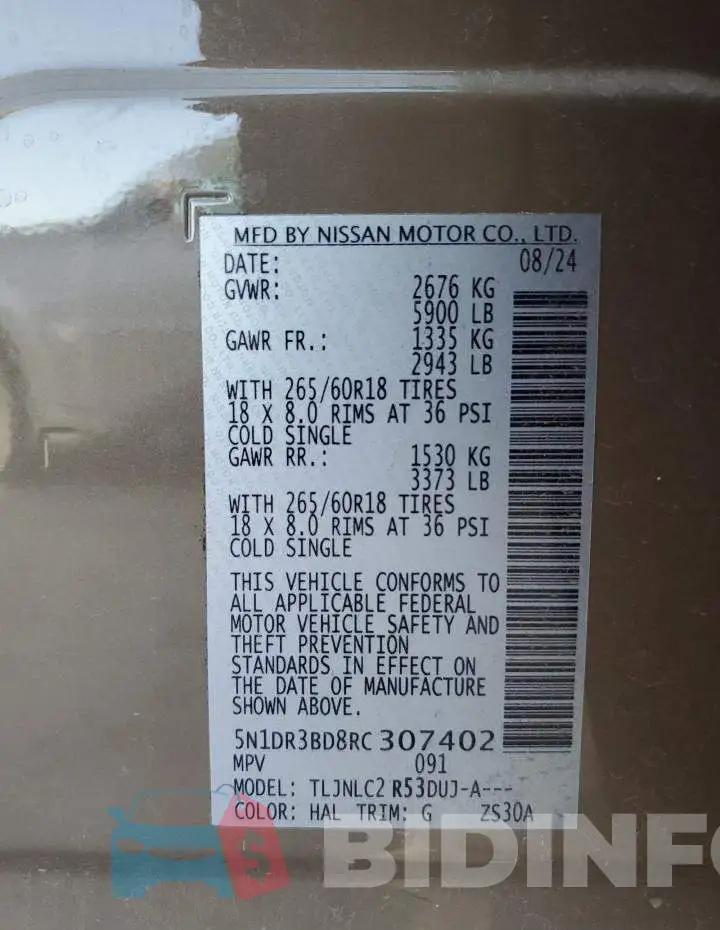 5N1DR3BD8RC307402 Photo# 13