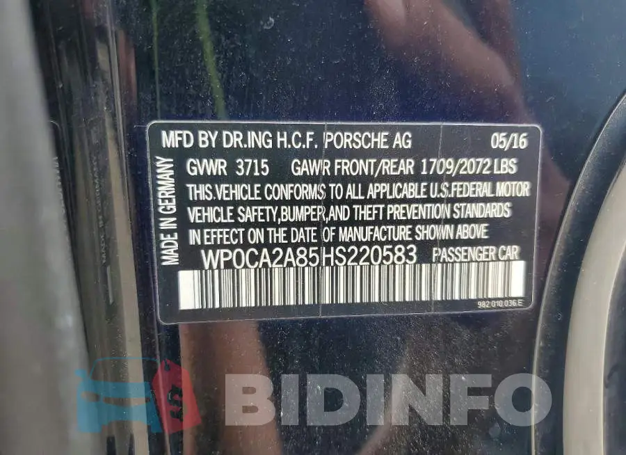 WP0CA2A85HS220583 Photo# 12
