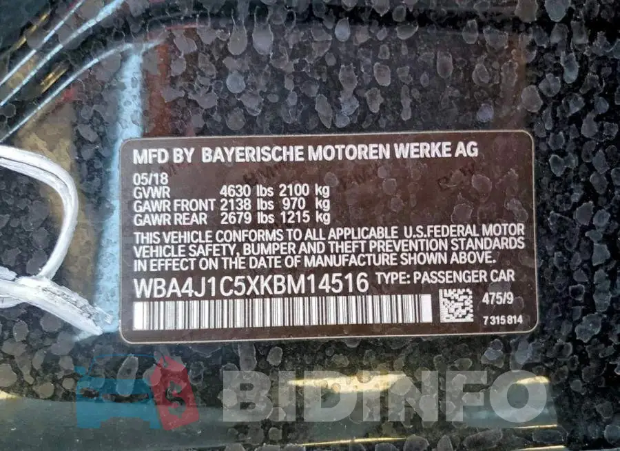 WBA4J1C5XKBM14516 Photo# 12