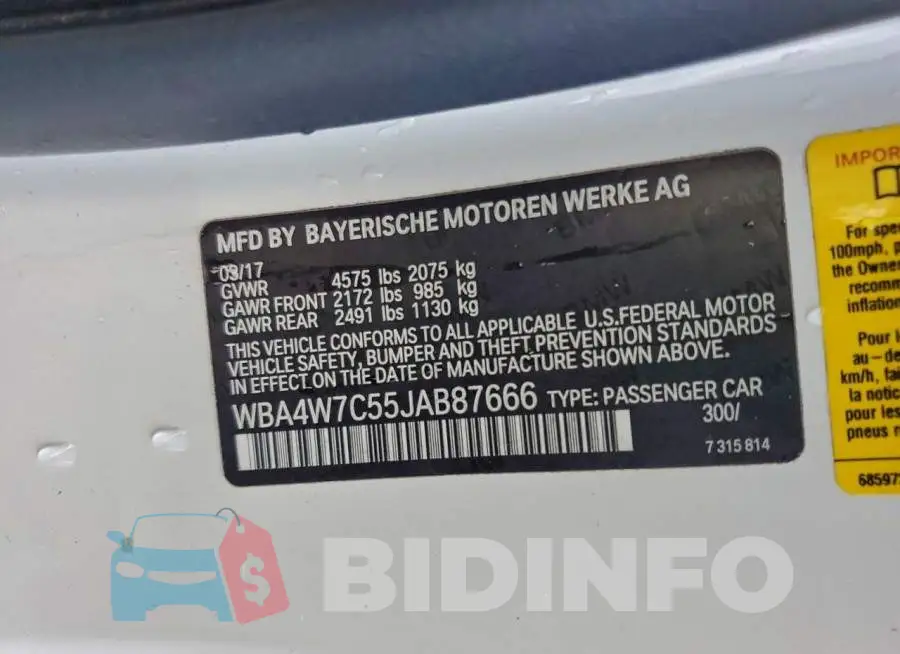 WBA4W7C55JAB87666 Photo# 12