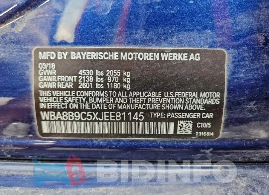 WBA8B9C5XJEE81145 Photo# 12