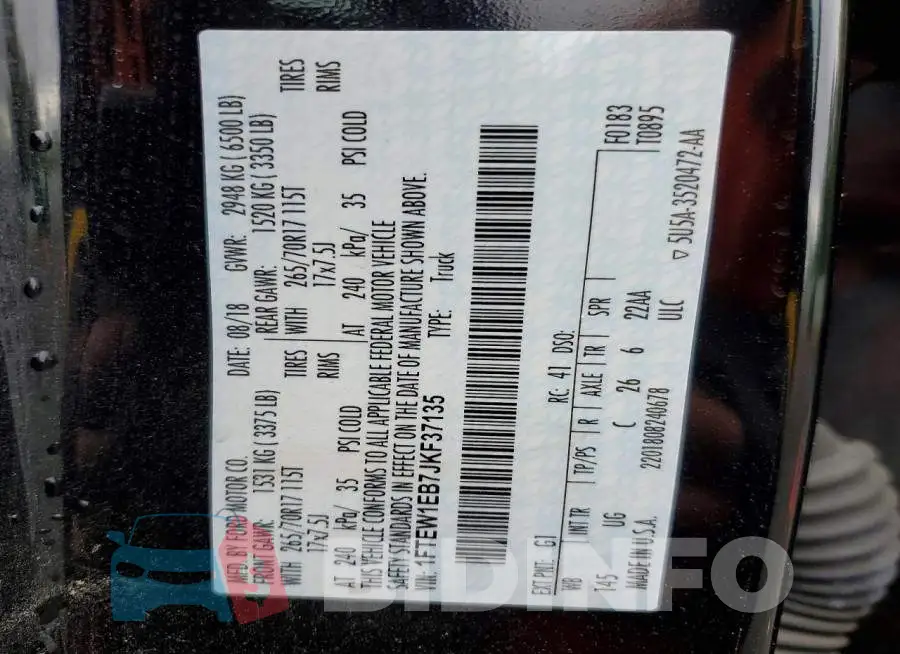1FTEW1EB7JKF37135 Photo# 13