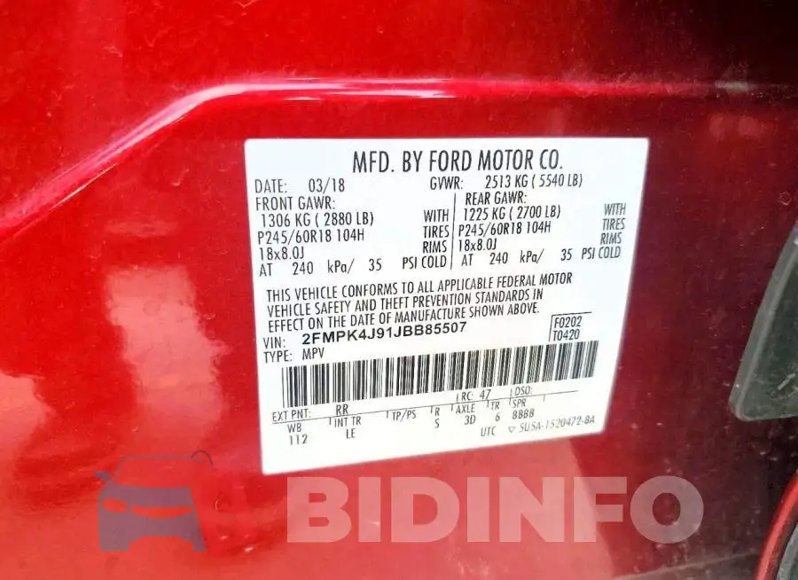 2FMPK4J91JBB85507 Photo# 13