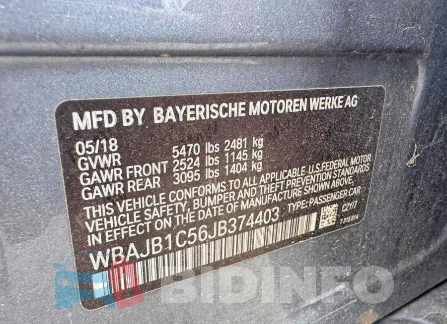 WBAJB1C56JB374403 Photo# 10