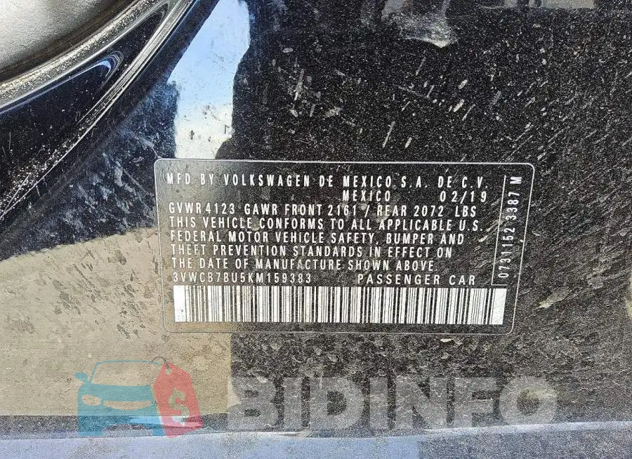 3VWCB7BU5KM159383 Photo# 12