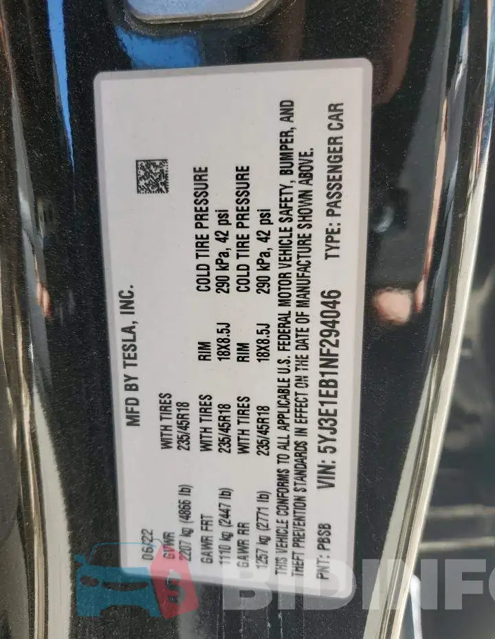5YJ3E1EB1NF294046 Photo# 12
