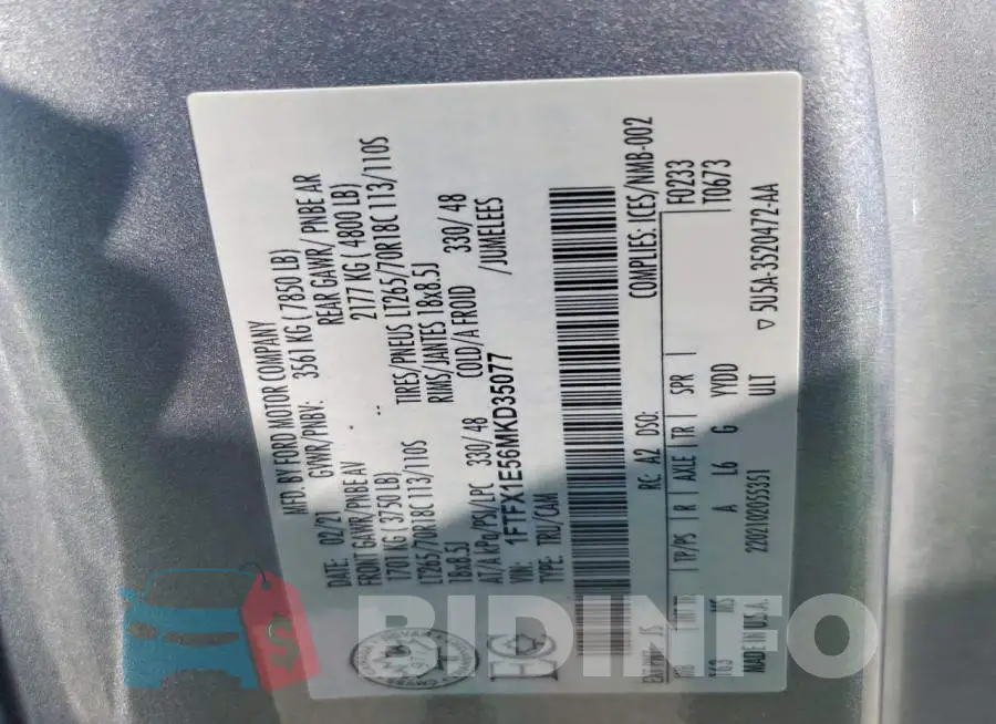 1FTFX1E56MKD35077 Photo# 13