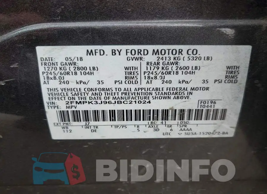2FMPK3J96JBC21024 Photo# 13