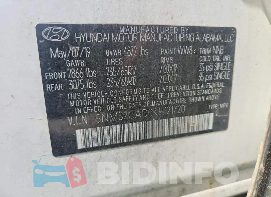 5NMS2CAD0KH121720 Photo# 13