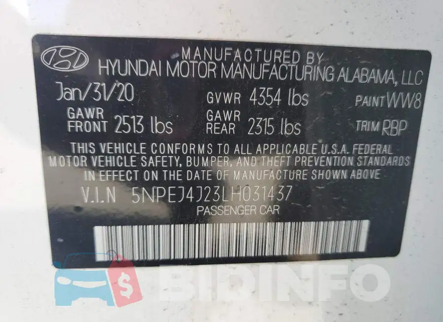 5NPEJ4J23LH031437 Photo# 12