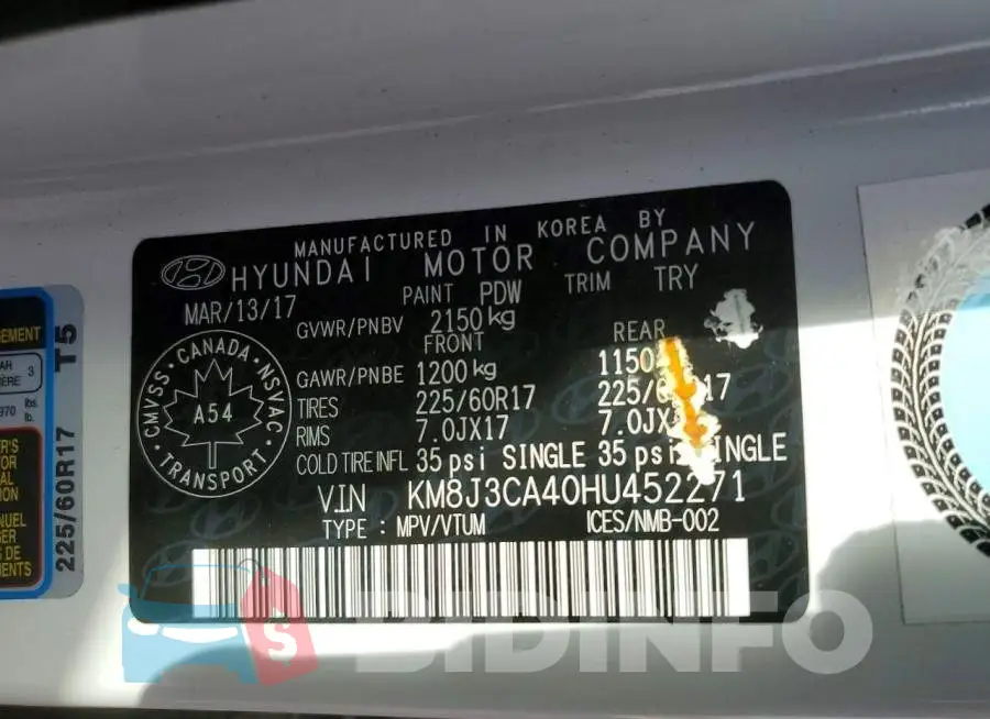 KM8J3CA40HU452271 Photo# 13