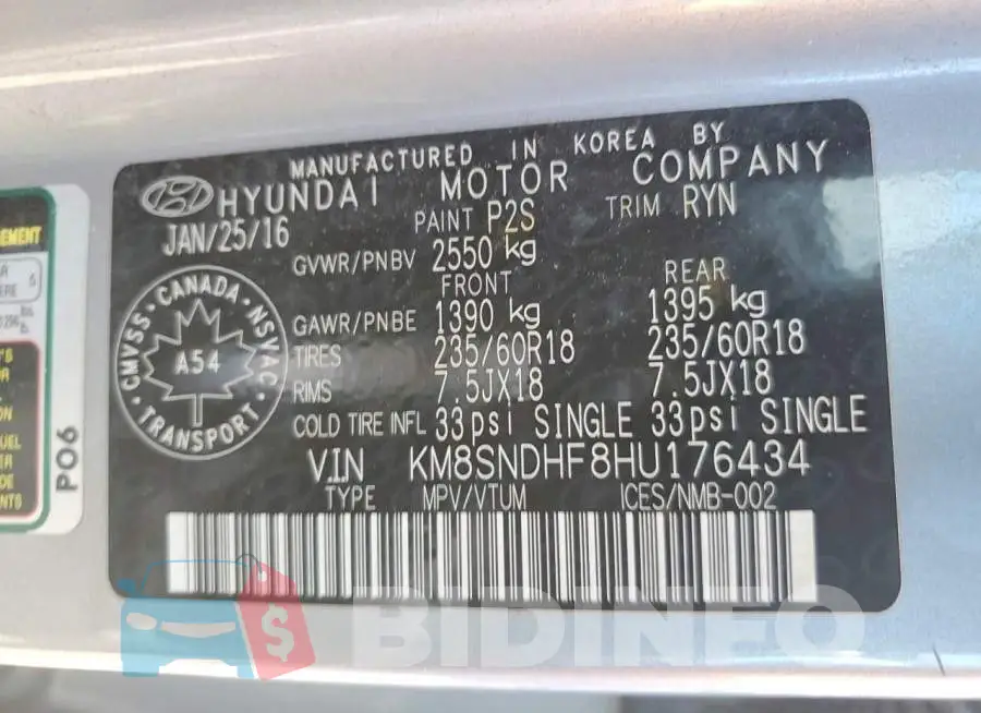 KM8SNDHF8HU176434 Photo# 14