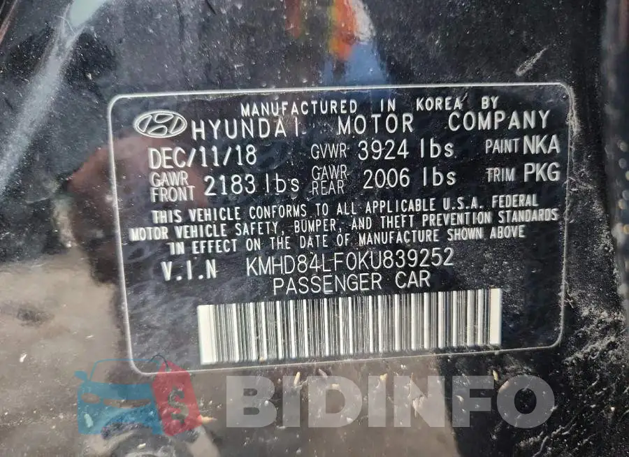 KMHD84LF0KU839252 Photo# 13