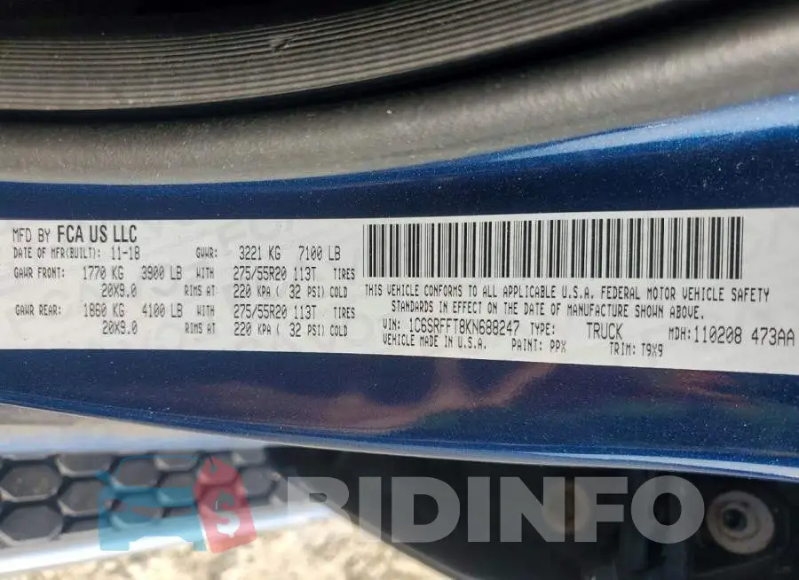 1C6SRFFT8KN688247 Photo# 12
