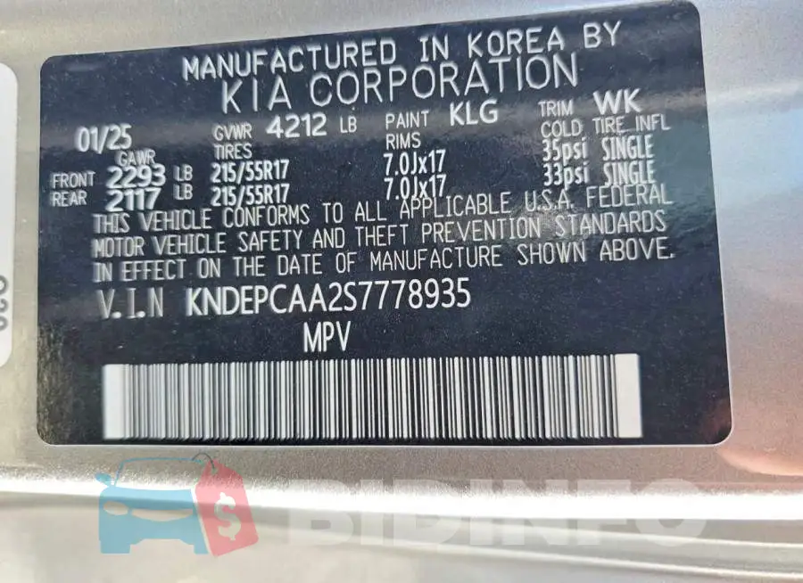 KNDEPCAA2S7778935 Photo# 13