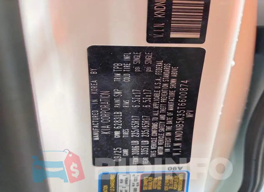 KNDNB5K35T6600874 Photo# 13