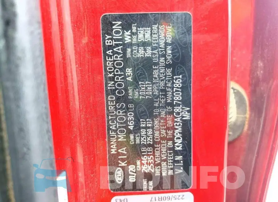 KNDPM3AC8L7807861 Photo# 13