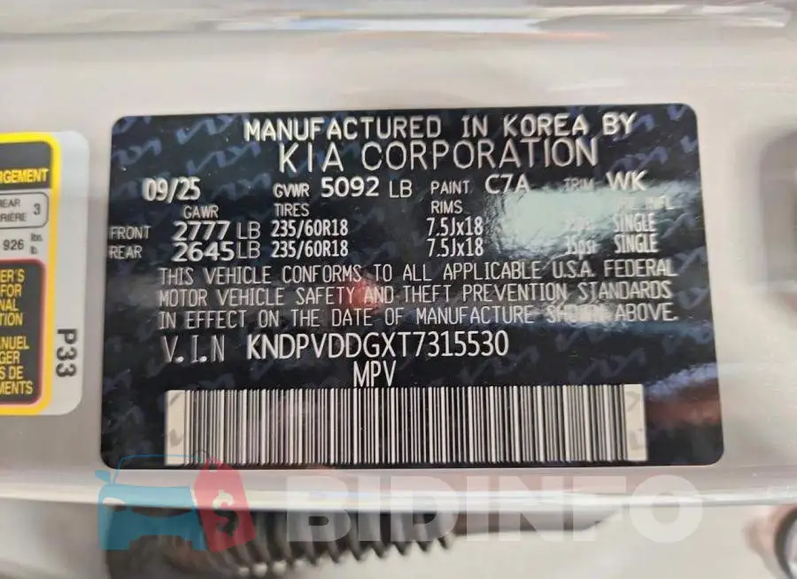 KNDPVDDGXT7315530 Photo# 12