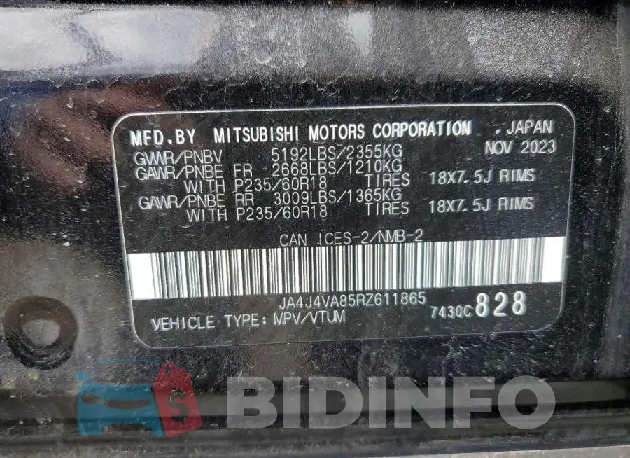 JA4J4VA85RZ611865 Photo# 13