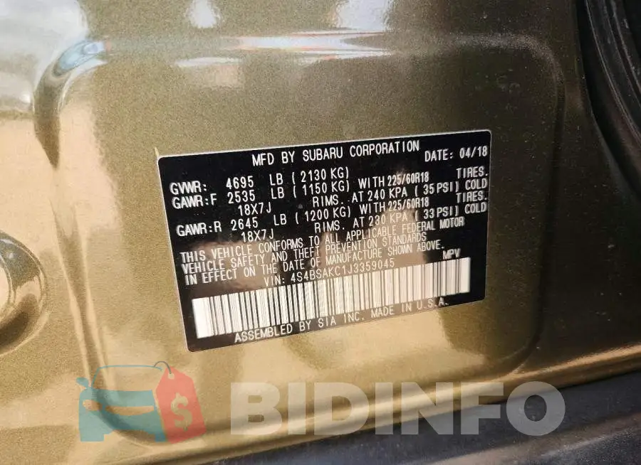 4S4BSAKC1J3359045 Photo# 14