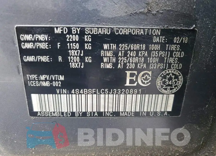 4S4BSFLC5J3320891 Photo# 12
