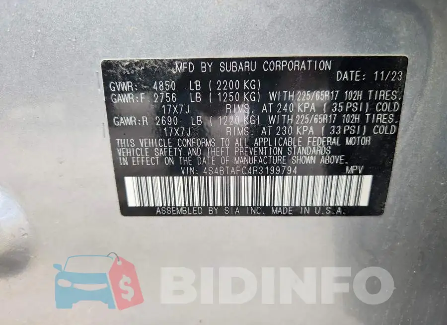 4S4BTAFC4R3199794 Photo# 12