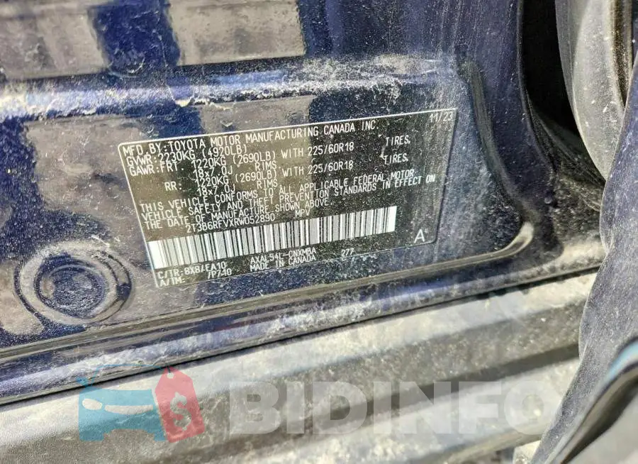 2T3B6RFVXRW052890 Photo# 14