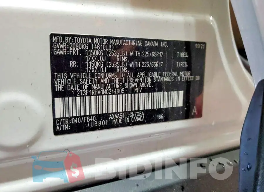 2T3F1RFV1MC244905 Photo# 13