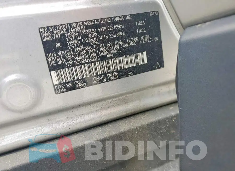 2T3F1RFV9MW150043 Photo# 12