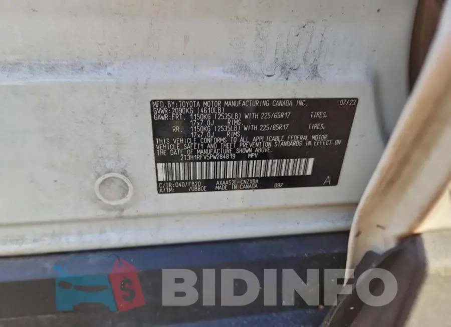 2T3H1RFV5PW284819 Photo# 13