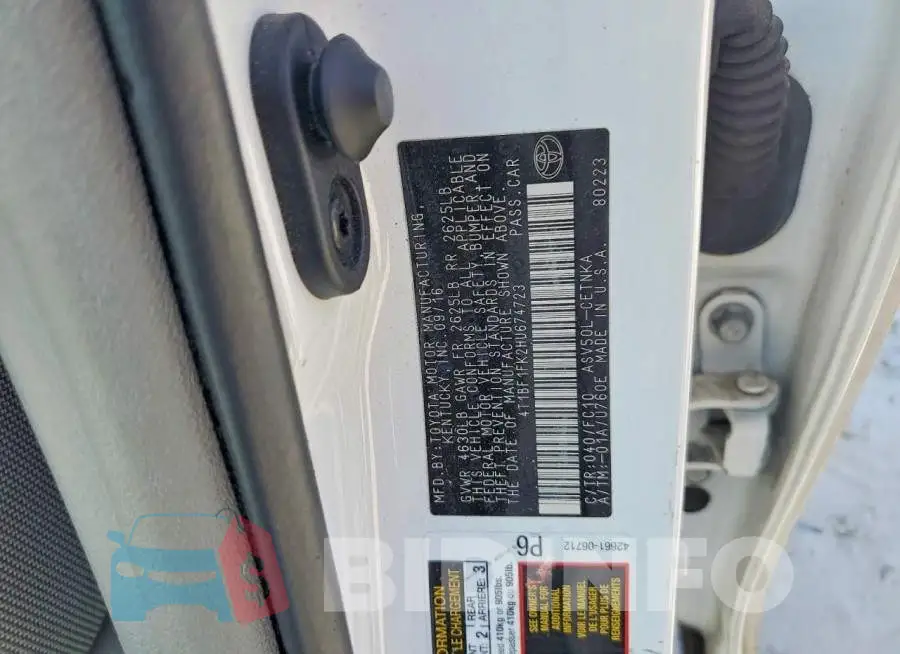 4T1BF1FK2HU674723 Photo# 13