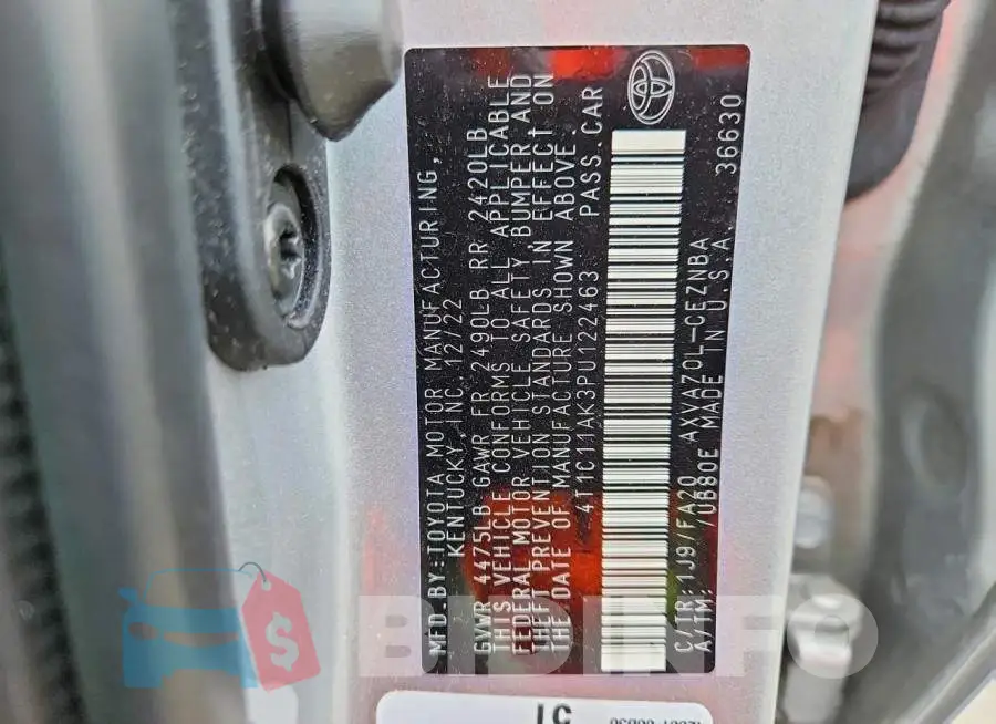 4T1C11AK3PU122463 Photo# 12