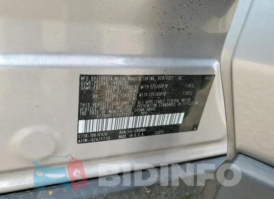 4T3B6RFV5PU119179 Photo# 14