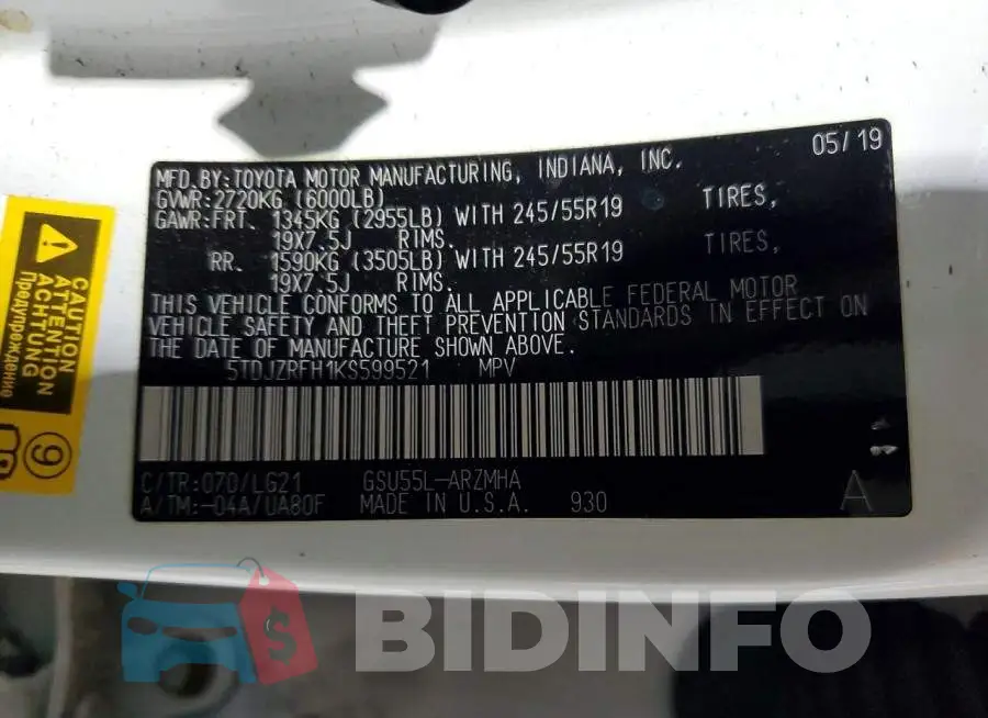 5TDJZRFH1KS599521 Photo# 13