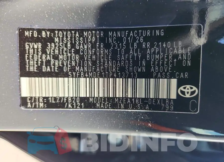 5YFB4MDE1TP413713 Photo# 12
