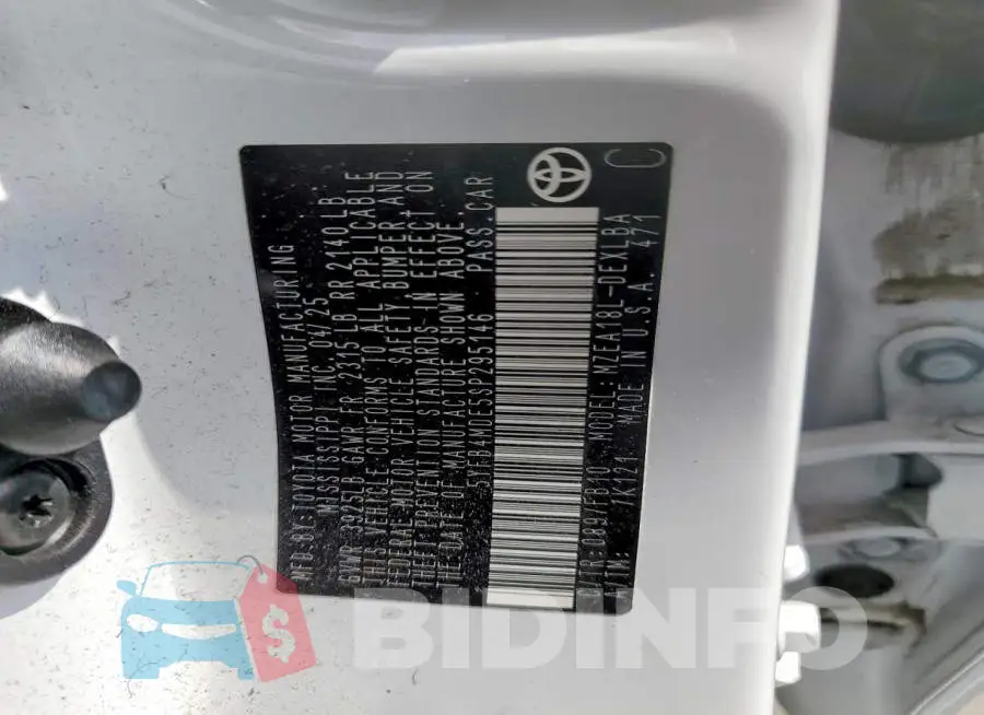 5YFB4MDE5SP295146 Photo# 13