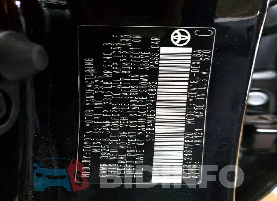 5YFB4MDE5TP440882 Photo# 12