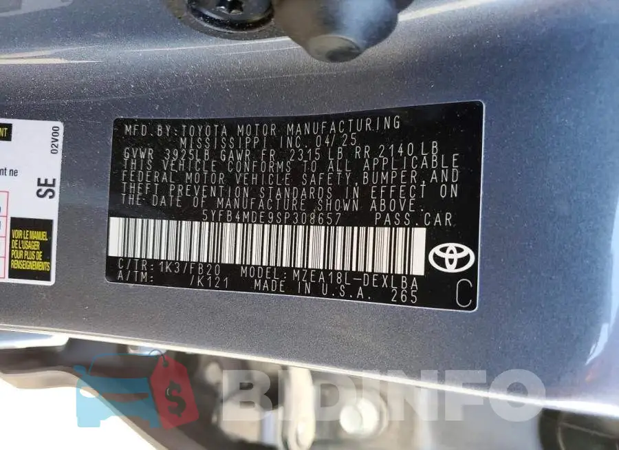 5YFB4MDE9SP308657 Photo# 13