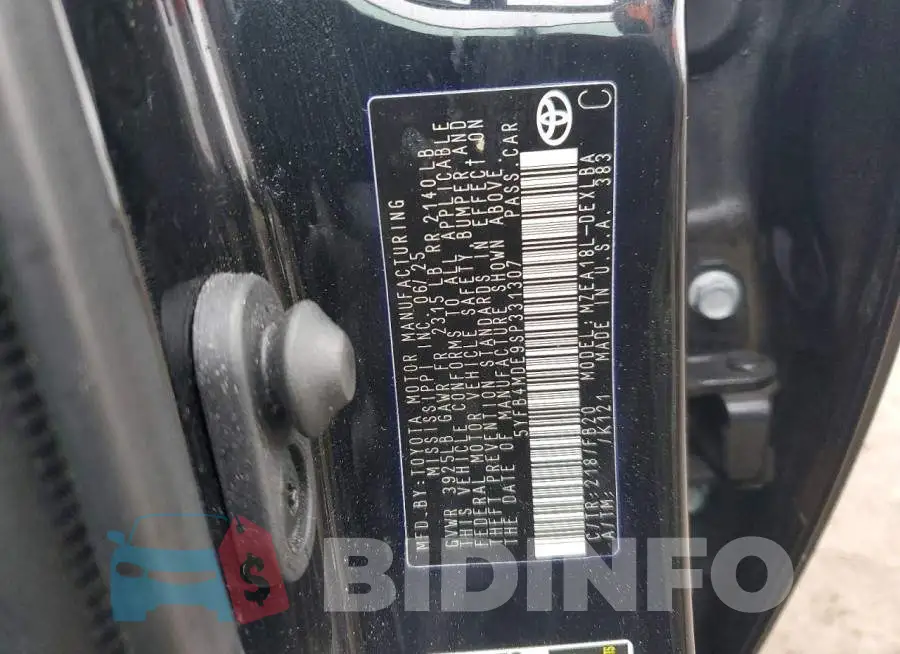 5YFB4MDE9SP331307 Photo# 12