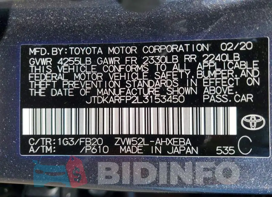 JTDKARFP2L3153450 Photo# 13