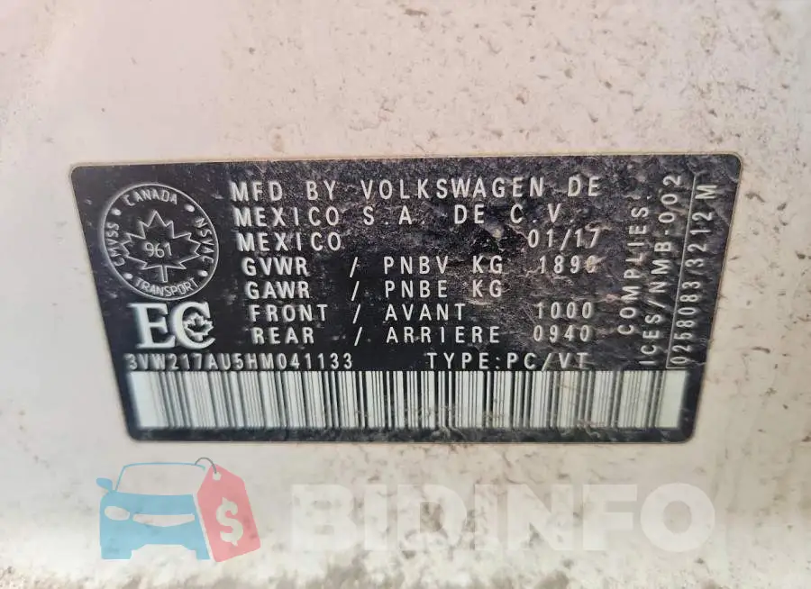 3VW217AU5HM041133 Photo# 12