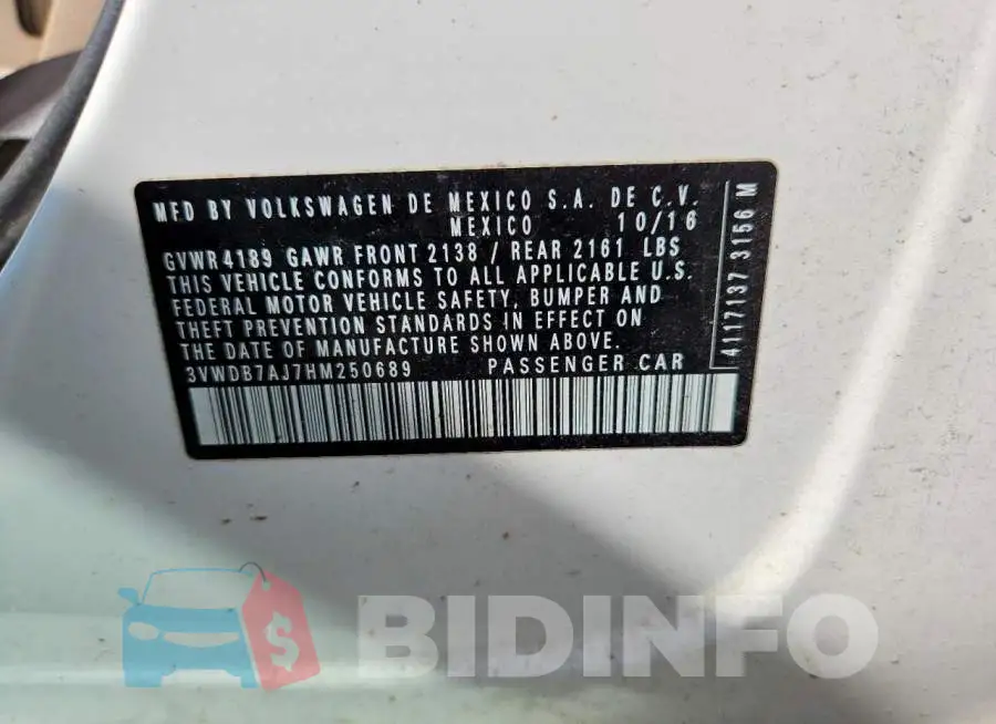 3VWDB7AJ7HM250689 Photo# 12
