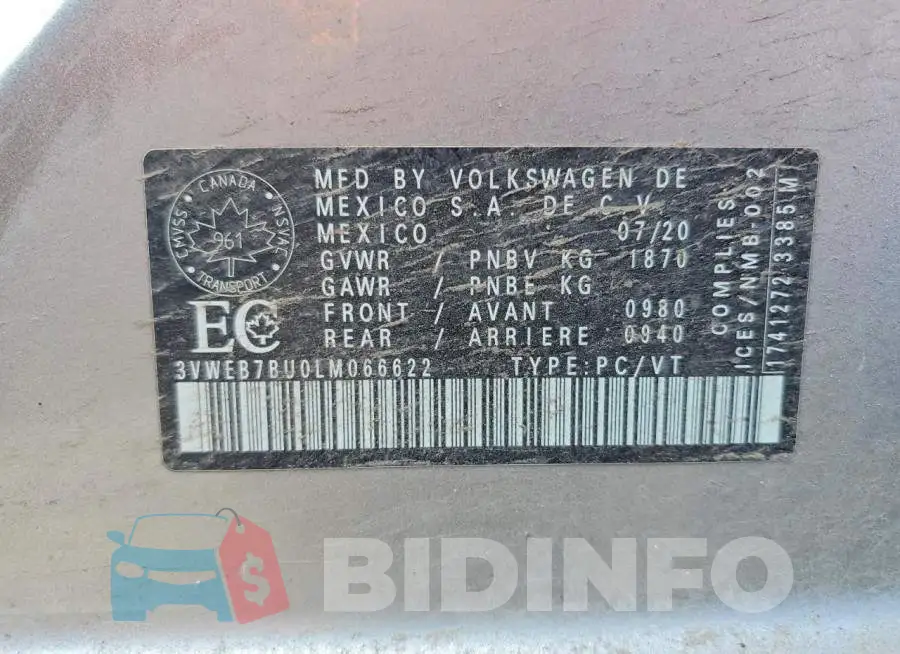 3VWEB7BU0LM066622 Photo# 12